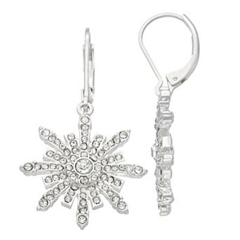 Napier Silver Tone Snowflake Drop Earrings