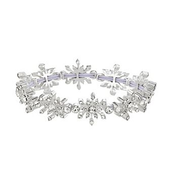 Napier Silver Tone Snowflake Stretch Bracelet with Simulated Crystal