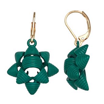 Napier Gold-Tone Green Bow Drop Earrings