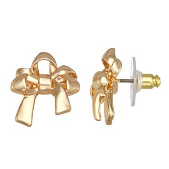 Napier Gold Tone Bow Stud Earrings
