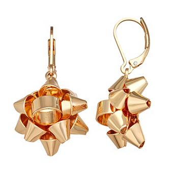 Napier Gold-Tone Bow Drop Earrings