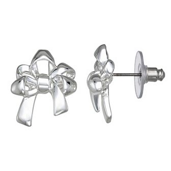 Napier Silver-Tone Bow Stud Earrings
