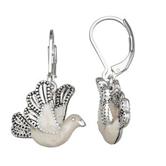 Napier Silver Tone Dove Drop Earrings