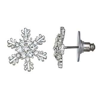 Napier Silver Tone Snowflake Stud Earrings