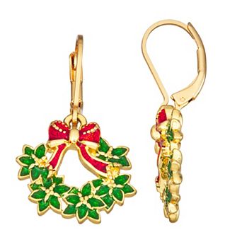 Napier Gold Tone Wreath Drop Earrings