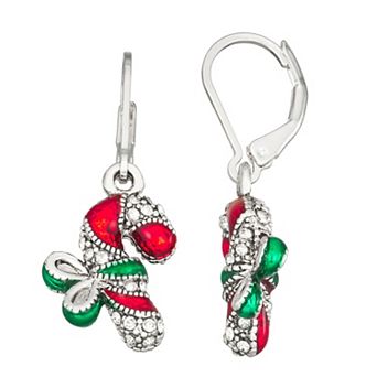 Napier Holiday Adorn Candy Cane Drop Earrings