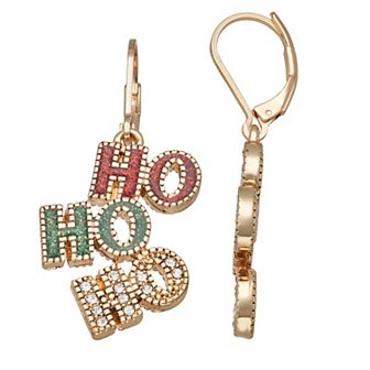 Napier Holiday Adorn "Ho Ho Ho" Drop Earrings