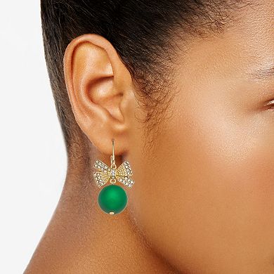 Napier Holiday Adorn Bow & Ball Ornament Drop Earrings