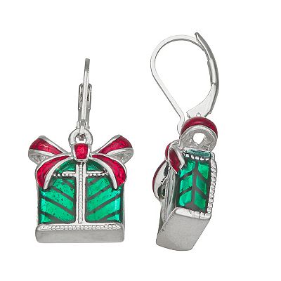 Napier Holiday Adorn Gift Box Drop Leverback Earrings
