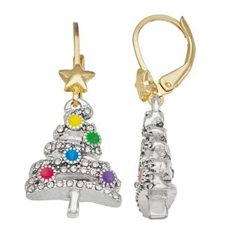 Napier Holiday Adorn Two-Tone Christmas Tree Drop Earrings