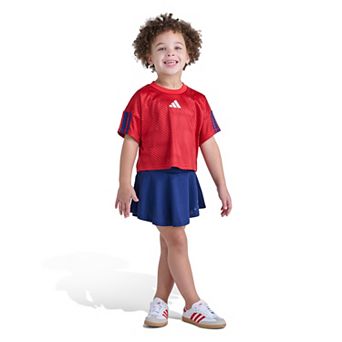 Girls 4-6x adidas 2 pc Short Sleeve Printed Soccer Top & Skort Set