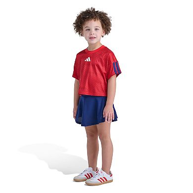 Girls 4-6x adidas 2-Piece Short Sleeve Printed Soccer Top & Skort Set