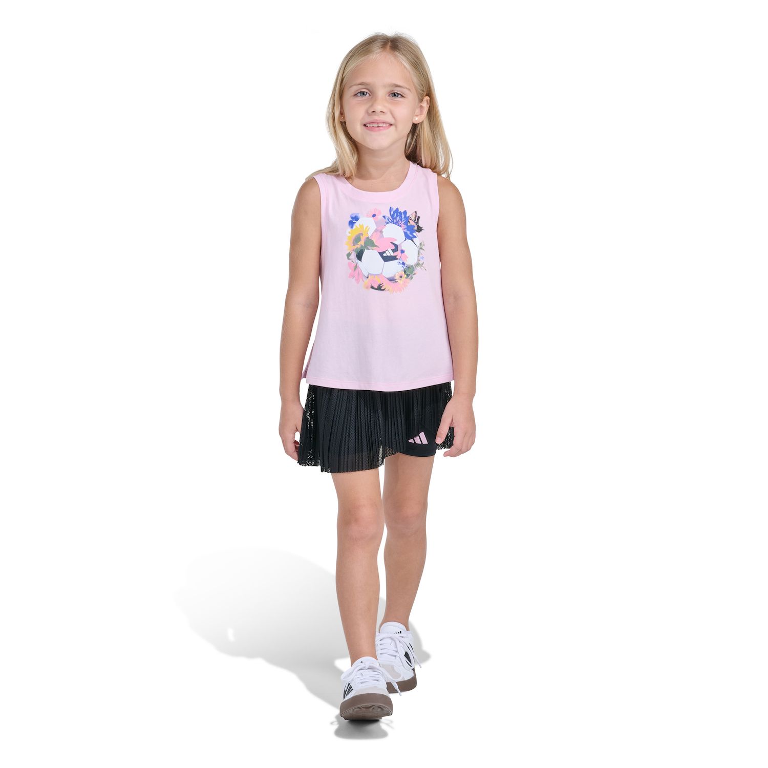 Комплект adidas 2 pc Sleeveless Tank & Pleated Skort Set для девочек — фото 1