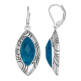 Napier Silver Tone Oval Drop Leverback Earrings