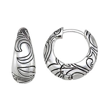 Napier Silver Tone Westside Huggie Earrings