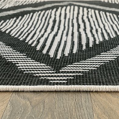 World Rug Gallery Contemporary Geometric Stripe Weather Resistant Reversible Rug