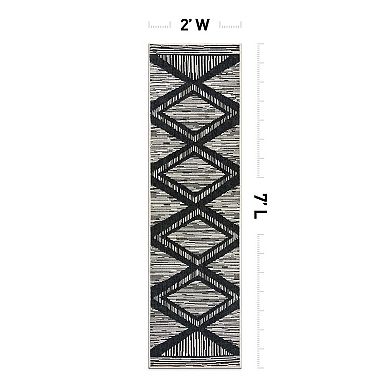 World Rug Gallery Contemporary Geometric Stripe Weather Resistant Reversible Rug