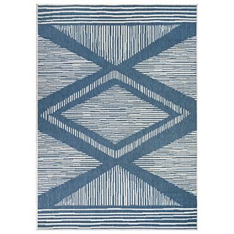 World Rug Gallery Contemporary Geometric Stripe Weather Resistant Reversible Rug
