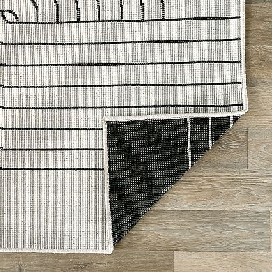 World Rug Gallery Modern Abstract Lines Weather Resistant Reversible Rug