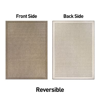 World Rug Gallery Contemporary Bordered Weather Resistant Reversible Rug