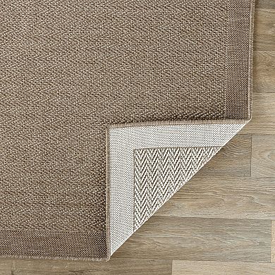 World Rug Gallery Contemporary Bordered Weather Resistant Reversible Rug