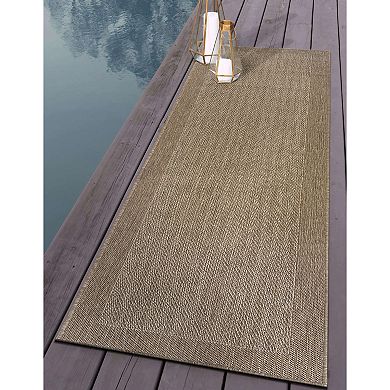 World Rug Gallery Contemporary Bordered Weather Resistant Reversible Rug