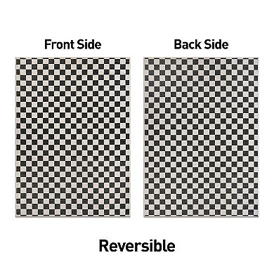 World Rug Gallery Contemporary Checkered Weather Resistant Reversible Rug
