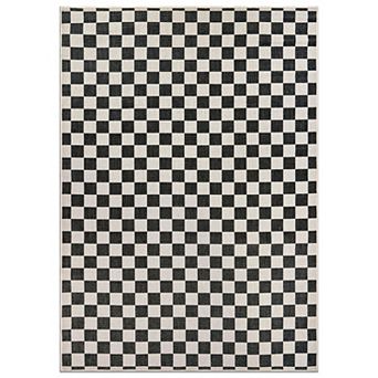 World Rug Gallery Contemporary Checkered Weather Resistant Reversible Rug