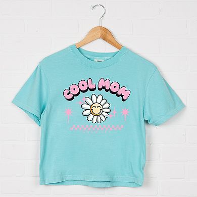 S.W.Smiley Cool Mom Flower - Womens Boxy Crop Top