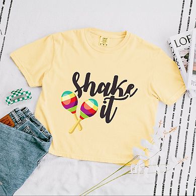 Shake It Maracas - Women's Boxy Crop Top Graphic T-Shirt