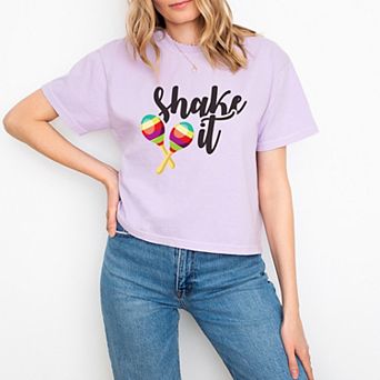 Shake It Maracas - Women's Boxy Crop Top Graphic T-Shirt