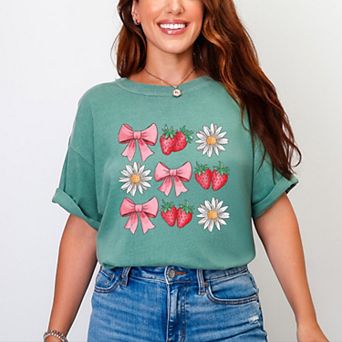 Simply Sage Market Coquette Strawberry Floral Garment Dyed Tee