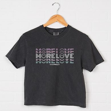 S.W.Smiley More Love - Women's Boxy Crop Top Graphic T-Shirt