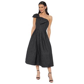 Women's Marina Jacquard Bow Strapless Brocade Dress