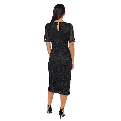 Women's Marina Soutache Elbow Sleeve Midi Dress