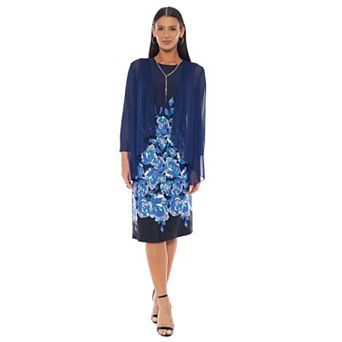 Women's Marina 2 pc Print Scuba Crepe Dress & Jacket Set
