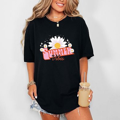 Summer Vibes Daisy - Women's Garment Dyed Graphic T-Shirt