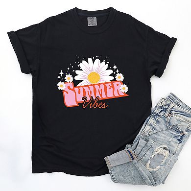 Summer Vibes Daisy - Women's Garment Dyed Graphic T-Shirt