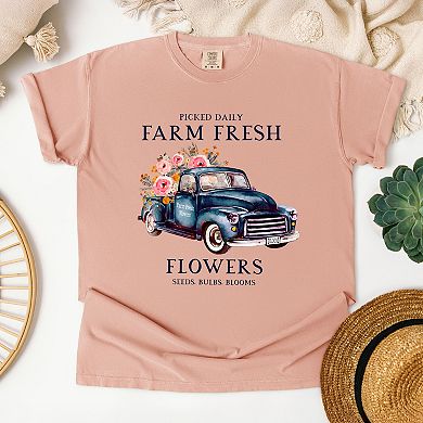 Simply Sage Market Farm Fresh Flowers Truck Garment Dyed Tee