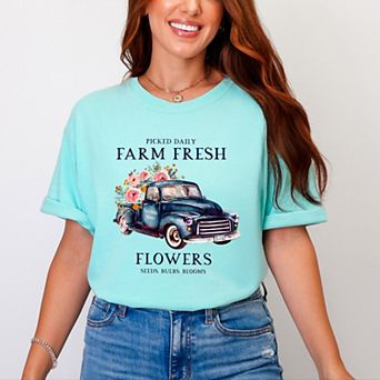 Simply Sage Market Farm Fresh Flowers Truck Garment Dyed Tee