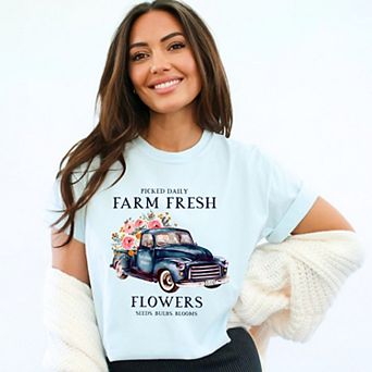 Simply Sage Market Farm Fresh Flowers Truck Garment Dyed Tee