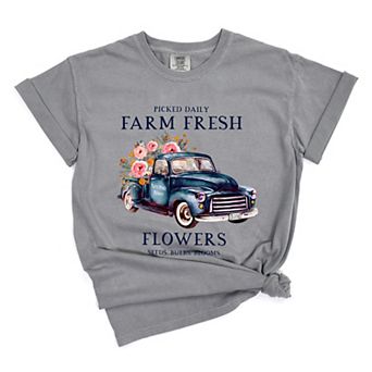 Simply Sage Market Farm Fresh Flowers Truck Garment Dyed Tee