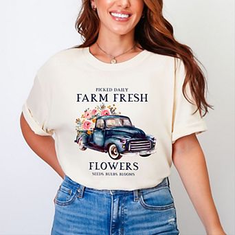 Simply Sage Market Farm Fresh Flowers Truck Garment Dyed Tee