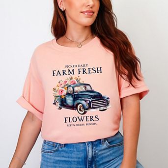 Simply Sage Market Farm Fresh Flowers Truck Garment Dyed Tee