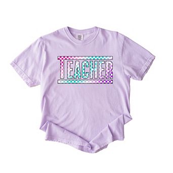 Simply Sage Market Teacher Checkered Colorful Garment Dyed Tee