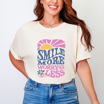 Simply Sage Market Smile More Worry Less Sunshine Garment Dyed Tee