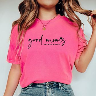 Simply Sage Market Good Mom's Say Bad Words Heart Garment Dyed Tee