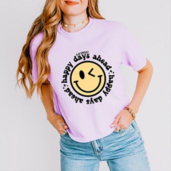 Simply Sage Market S.W.Smiley Happy Days Ahead Smiley Face Boxy Crop Top