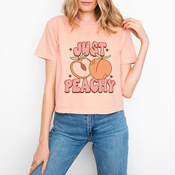 Simply Sage Market Just Peachy Colorful Peach Boxy Crop Top