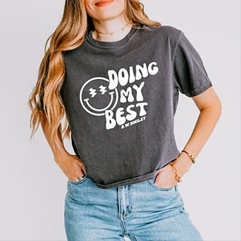 Simply Sage Market S.W.Smiley Doing My Best Smiley Face Boxy Crop Tee